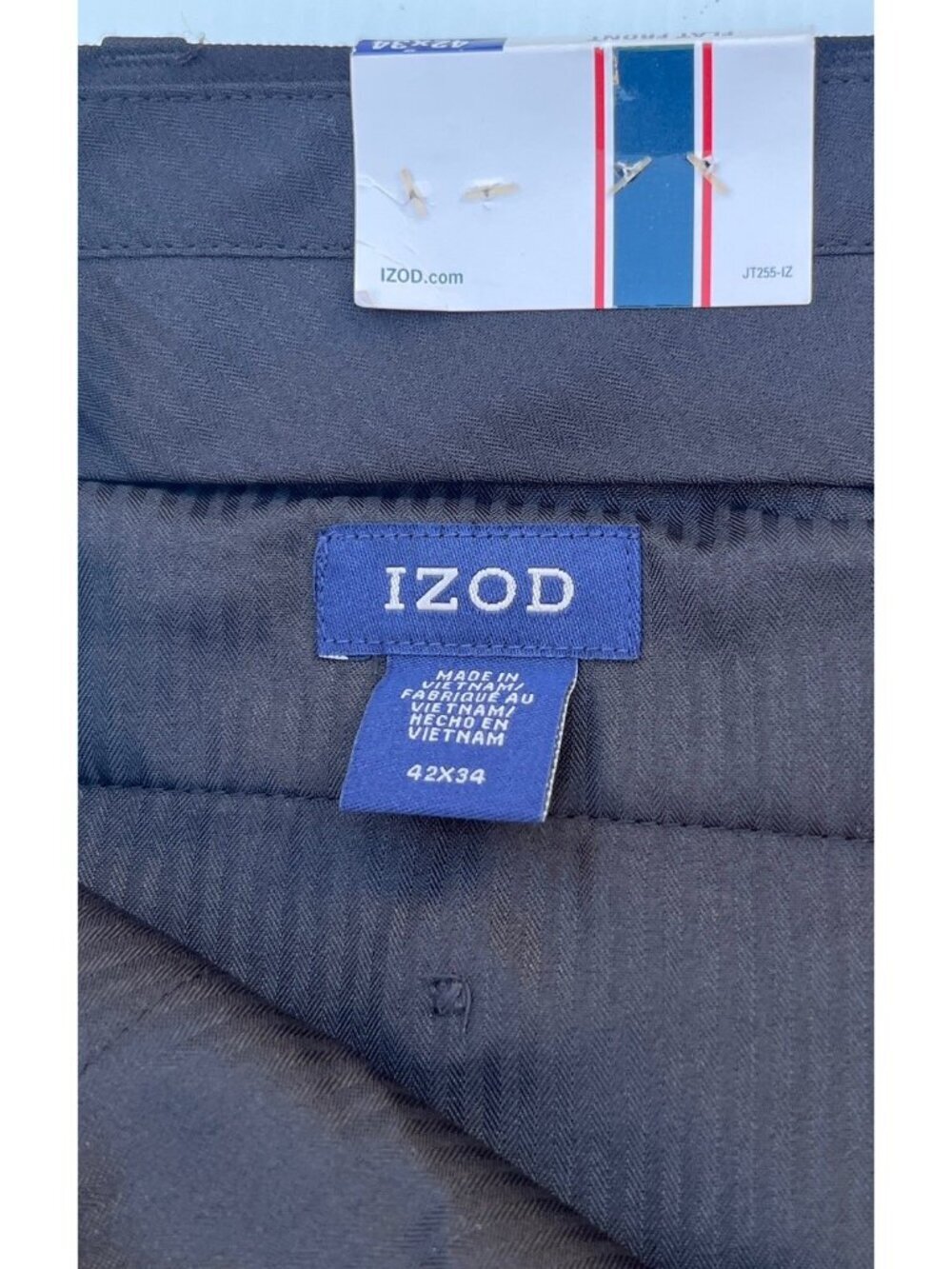 Izod Men’s Black Dress Pants 40Wx30L Straight Fit Flat Front Stretch Non-Iron - Picture 6 of 11